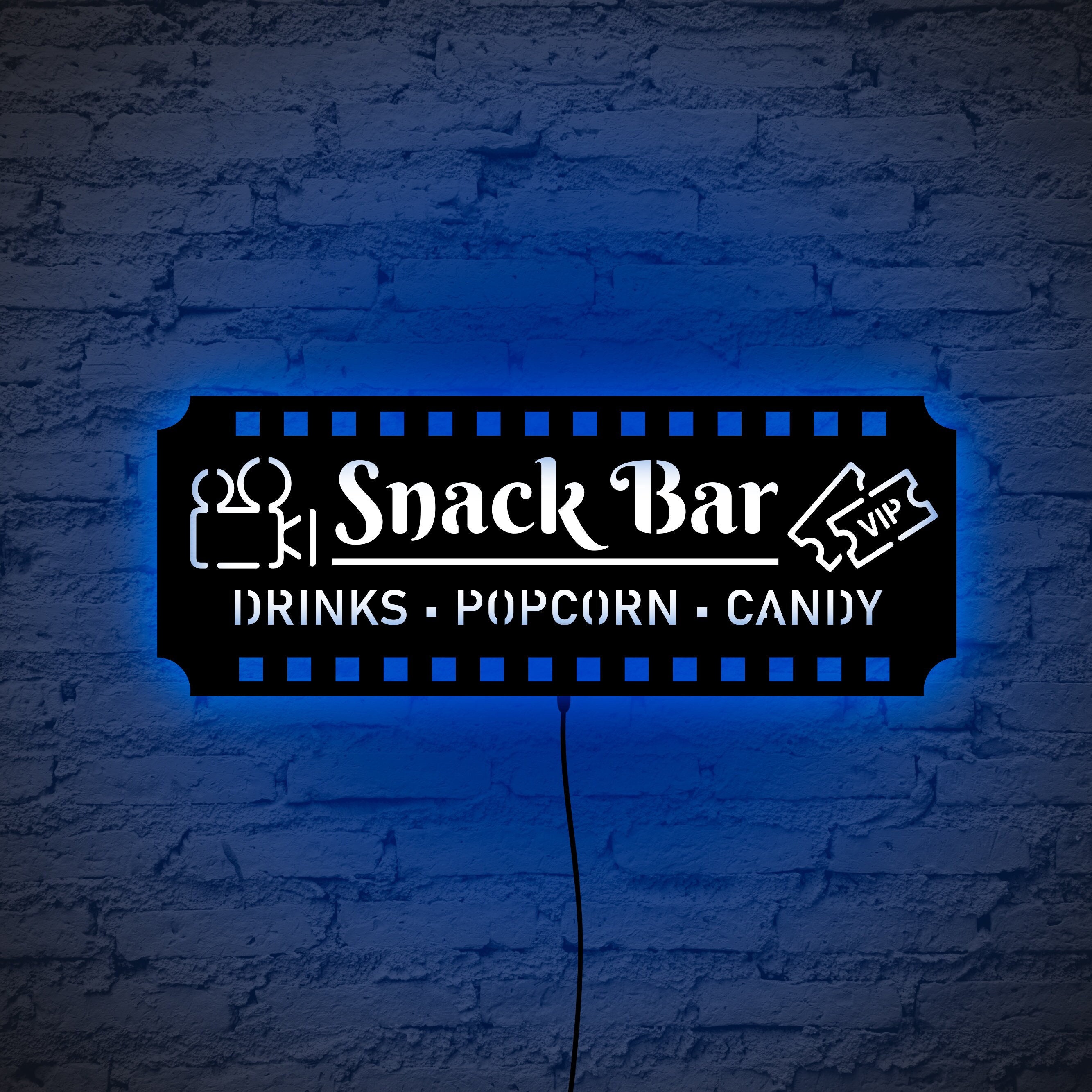 Snack Bar Sign Led, Custom Home Cinema Sign, Personalized Cinema Led
