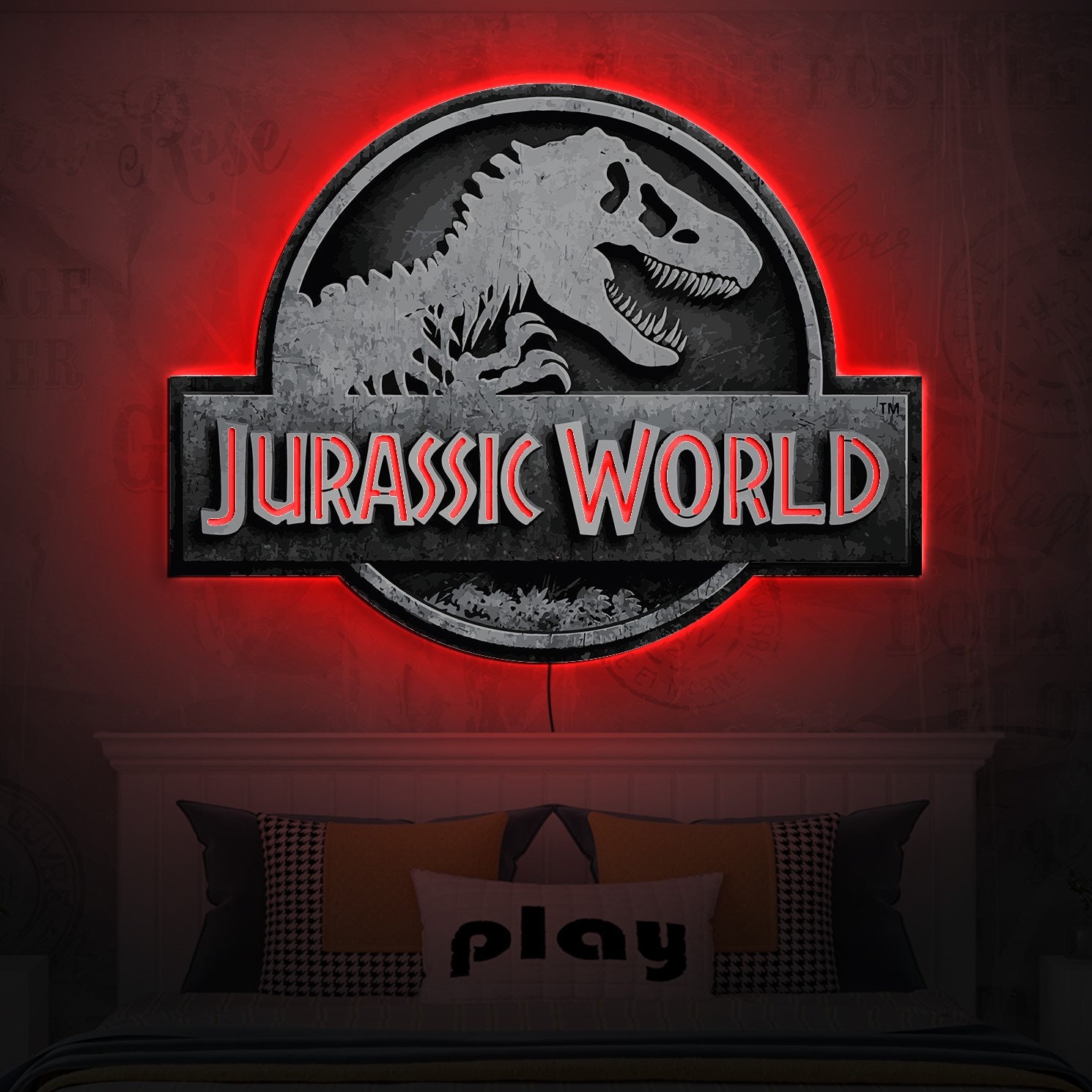 Jurassic World Leuchtende Kindersneaker – Mit Klettverschluss, Gepolstert, Dinosaurier-Design, Offizielles Merchandise