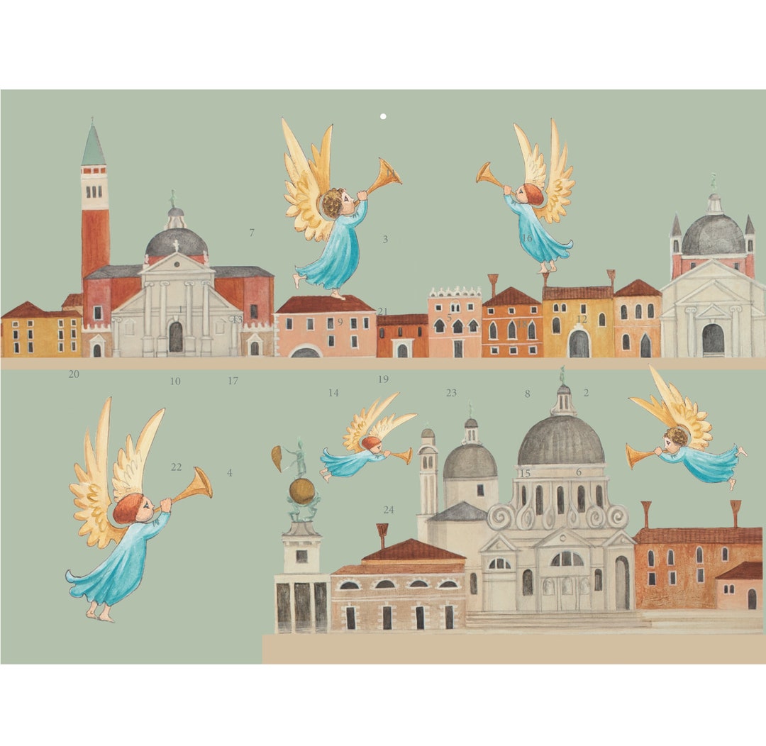Angels in Venice Advent Calendar Folk Art British Made Etsy