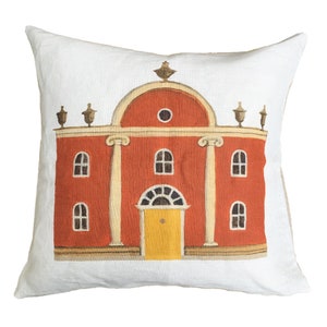 Red House Cushion | Made in the UK | Linen Cushion | Machine Washable | non-allergenic and cotton casing inner | house warming | interiors