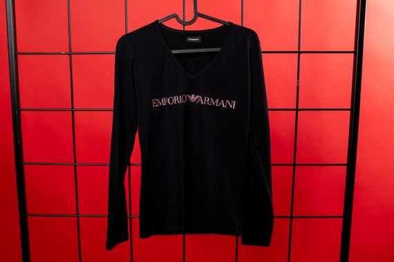 Armani black hotsell long sleeve shirt