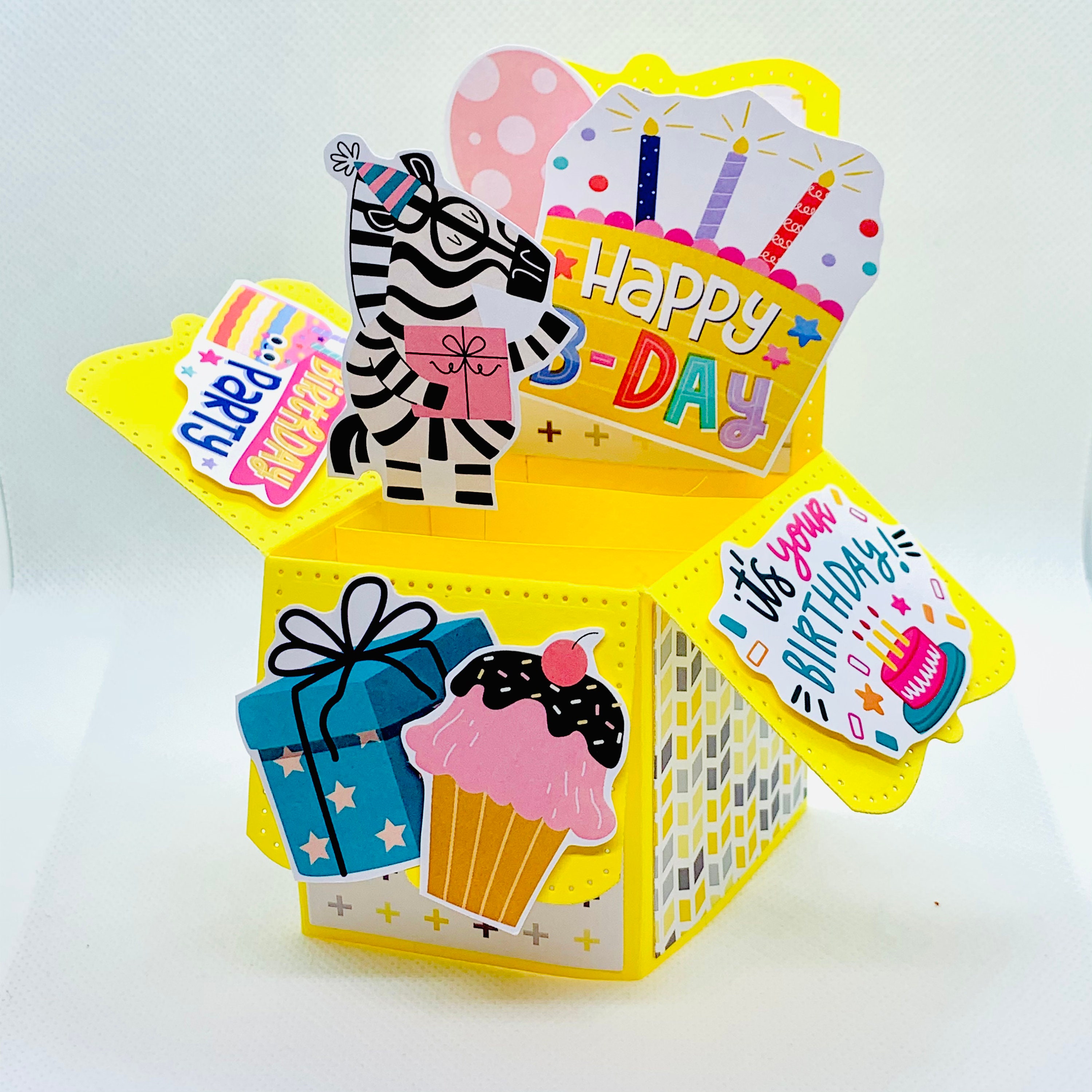 Birthday Pop Up Box Card Blank inside Party Hat Etsy