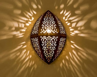 Brass Moroccan Wall Lamp – Artisan Sconce, Bronze Night Light, Copper Wall Lighting for Unique Home Interiors; Traditional Wall Sconces