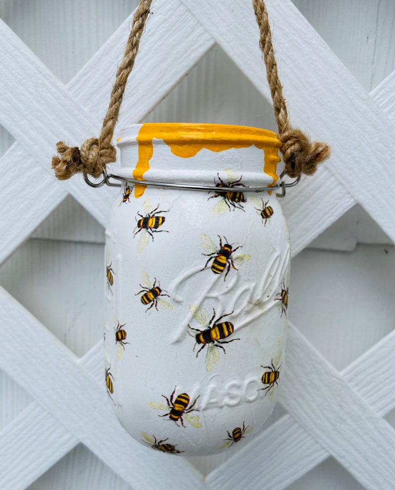 Honey Bee Mason Jar Honey Bee Decor Summer Centerpiece Etsy