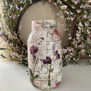 Roses mason jar, botanical mason jar, old world floral, french country