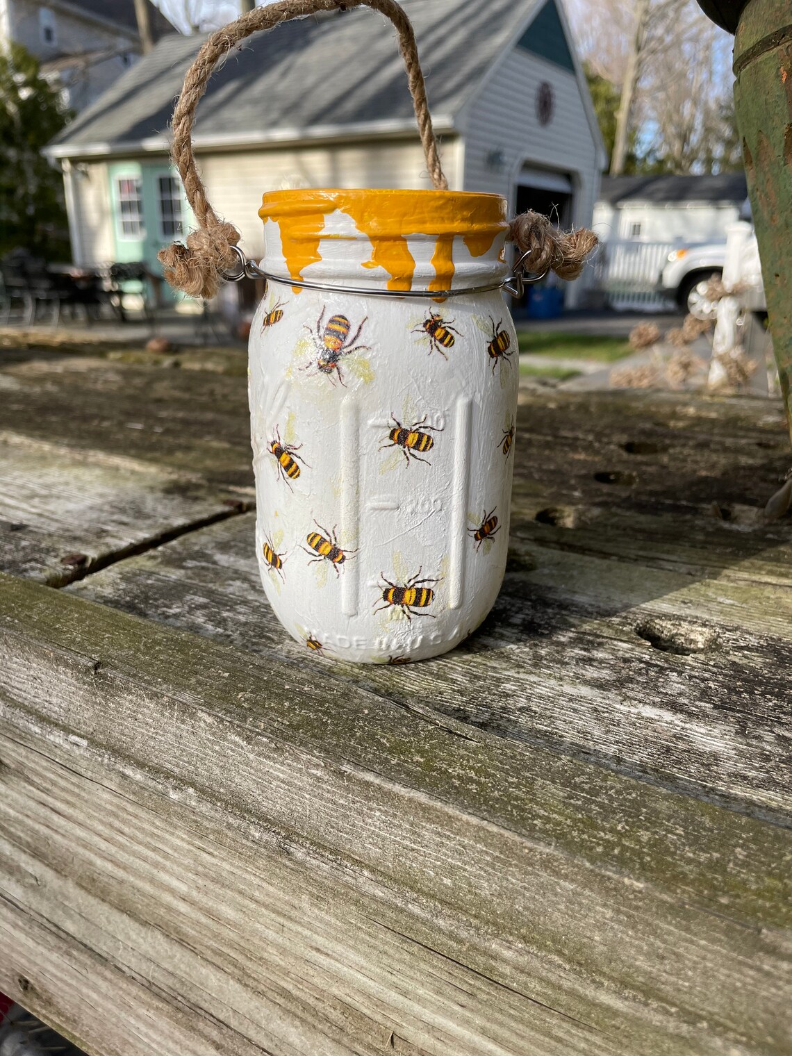 Honey Bee Mason Jar Honey Bee Decor Summer Centerpiece Etsy