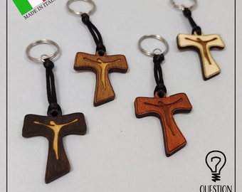 wooden tau keychain wedding favor idea baptism communion confirmation anniversary