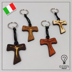 wooden tau keychain wedding favor idea baptism communion confirmation anniversary