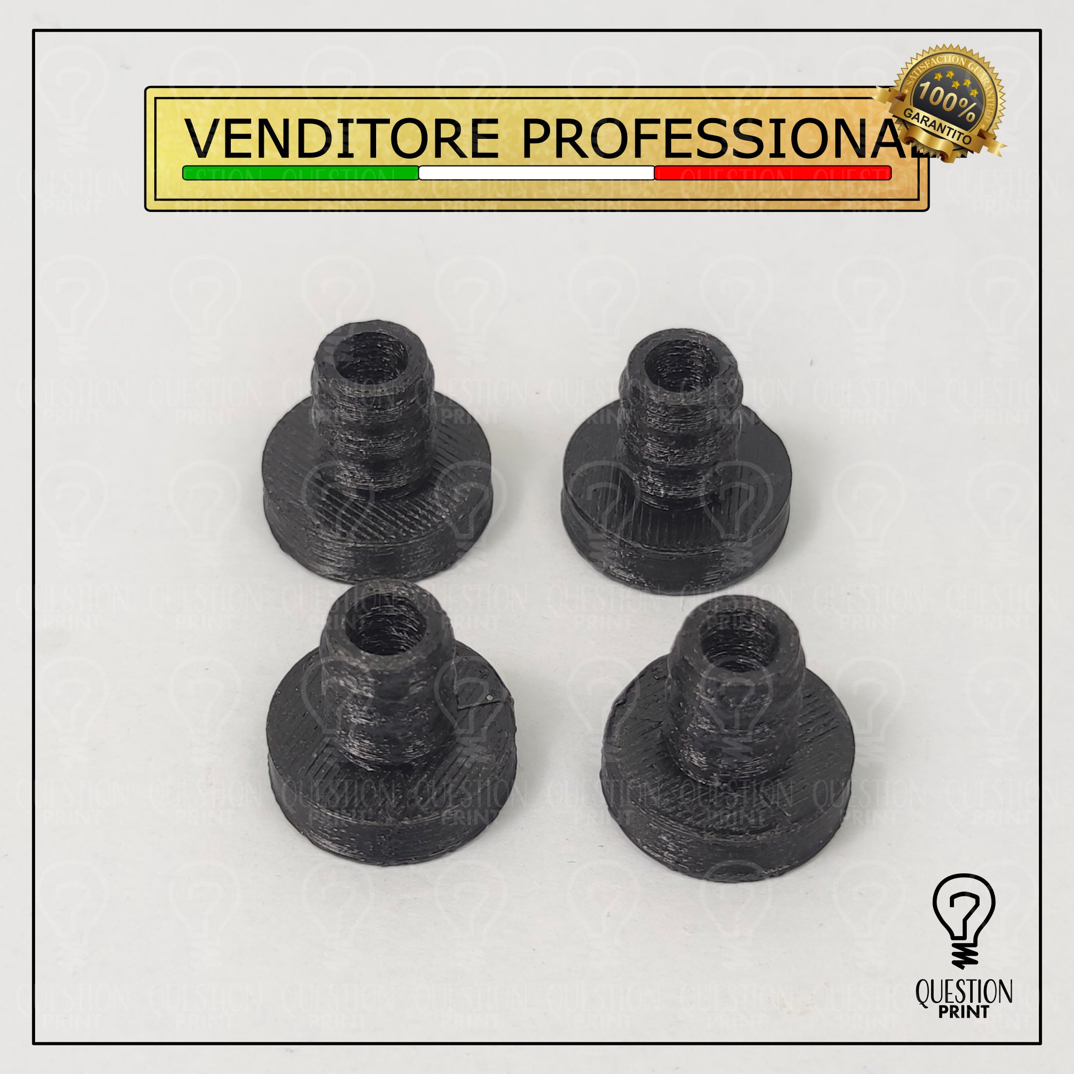 Piedini Fissi Per Sedia Ufficio - 5 Pezzi, Ø50mm, Perno 11x22mm, Feltro Antigraffio, Nero - Foto 2