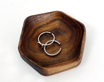 Walnut Hexagon Ring Dish | Mini Tray | Jewelry Dish