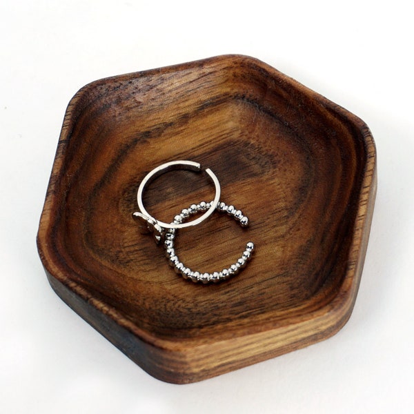 Walnut Hexagon Ring Dish | Mini Tray | Jewelry Dish