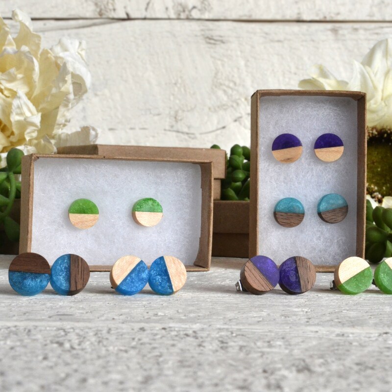 Applewood Epoxy Resin Earrings
