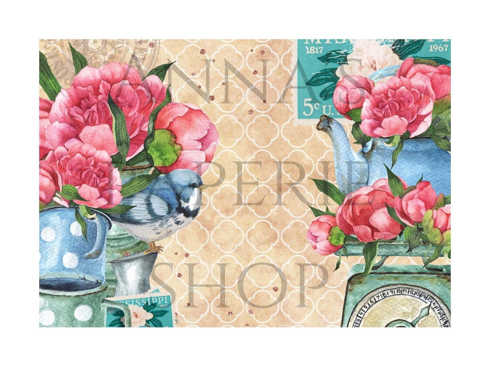 Junk Journal Printable, Decoupage Papers, Collage Pages, Scrapbook