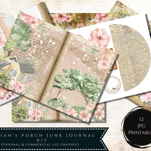 Junk Journal Printable Kit, Printable Journal Ephemera, Vivian's Porch Junk Journal, Journal Supplies, Printable Collage Sheets, Shabby Chic