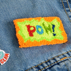 POW Sticker Patch Punch Needle Self Adhesive Back Sticky Embroidery Floss Comic Book 3.5&quot; x 2.25&quot;