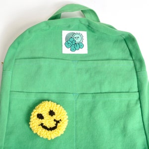 Smiley Face Sticker Patch Punch Needle Yarn Yellow Black Permanent Adhesive Sticky Back 3.25&quot;