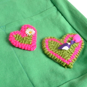 Heart Patches Stickers Punch Needle Yarn Choose 1 Permanent Adhesive Sticky Back