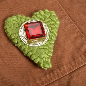 Embellished Heart Sticker Patch Punch Needle Yarn Permanent Adhesive Sticky Back