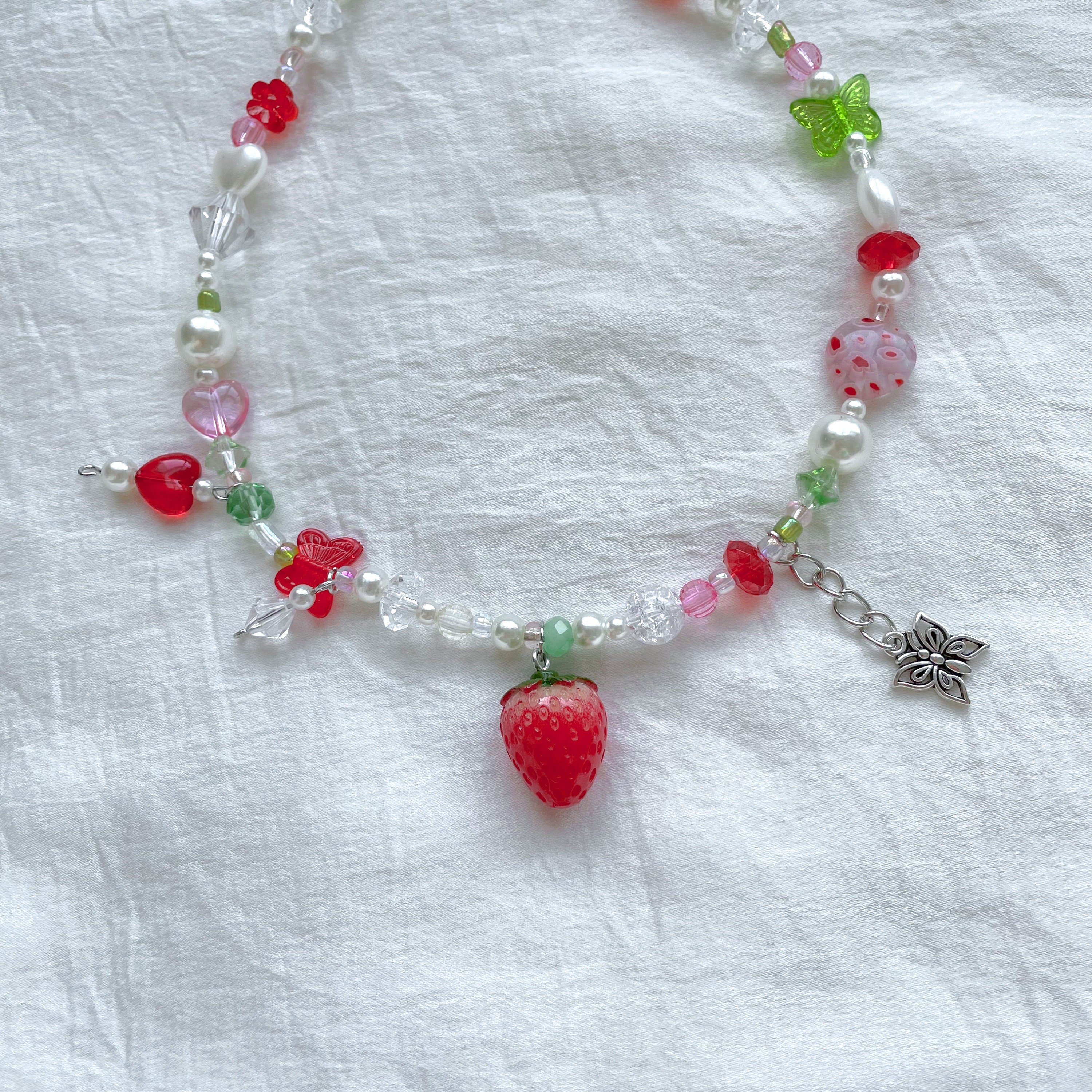 DIY Kit, Beaded Strawberry Necklace Jewelry Supply Kit