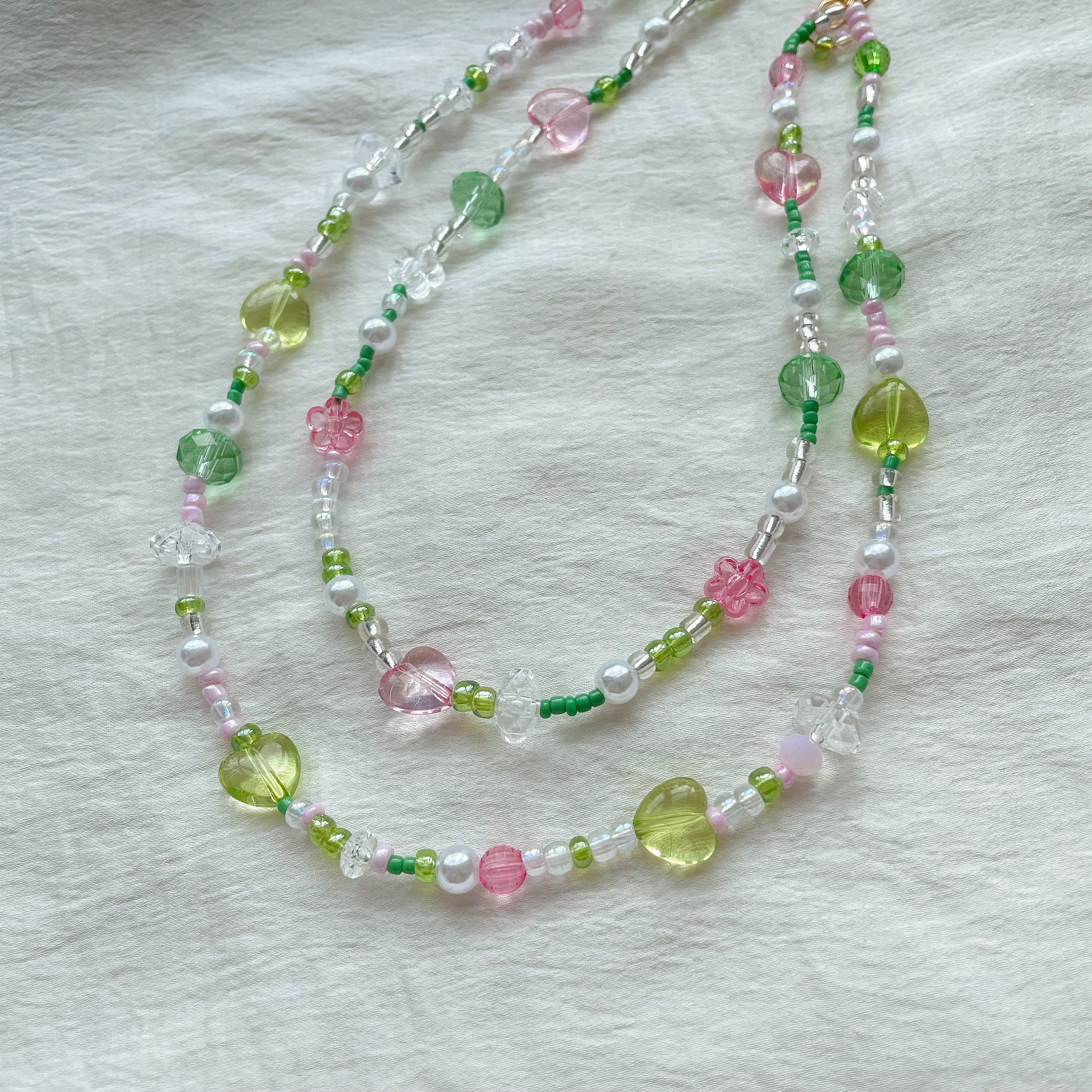 Two-tiered Beaded Necklace, Layered Necklace, Y2k, Choker