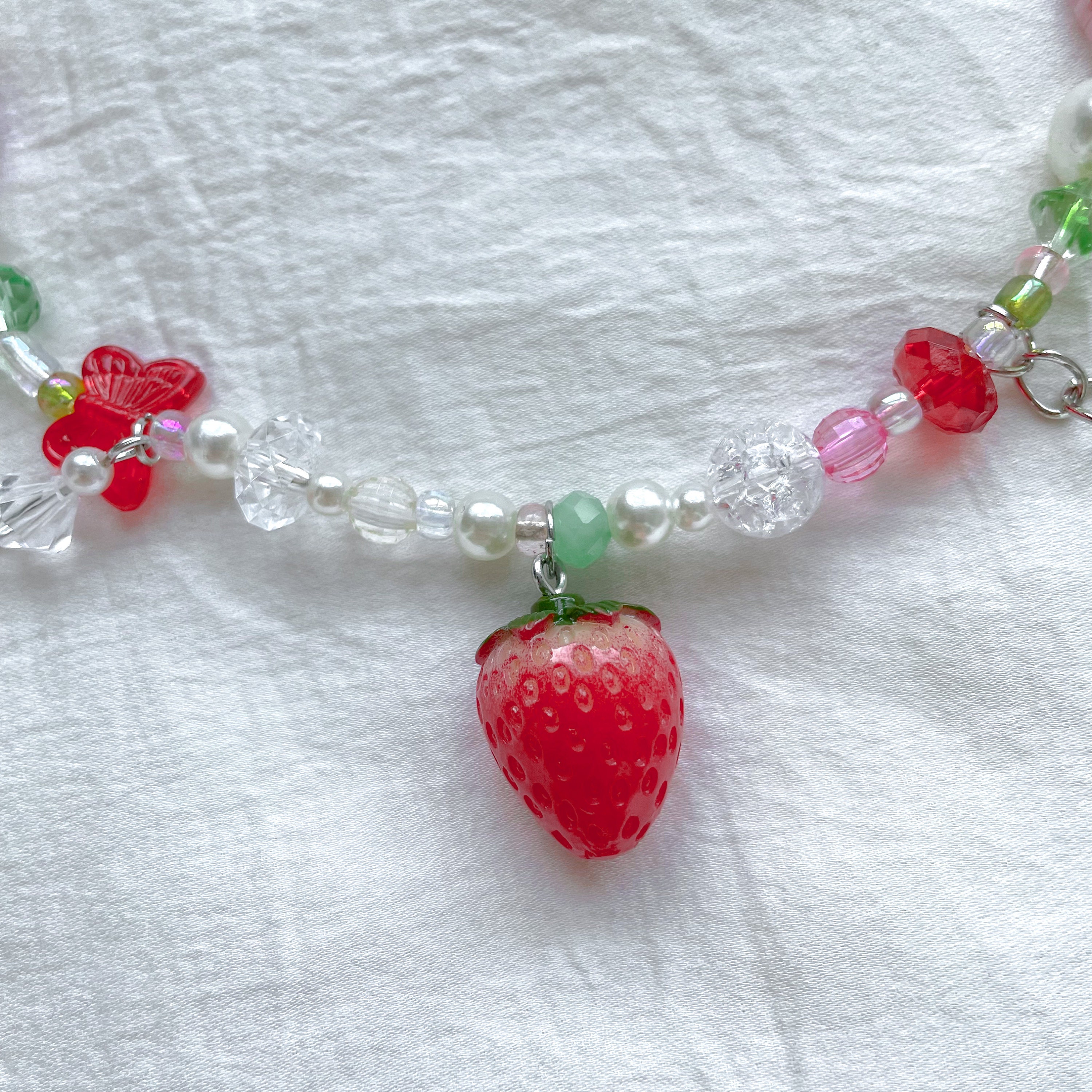 DIY Kit, Beaded Strawberry Necklace Jewelry Supply Kit