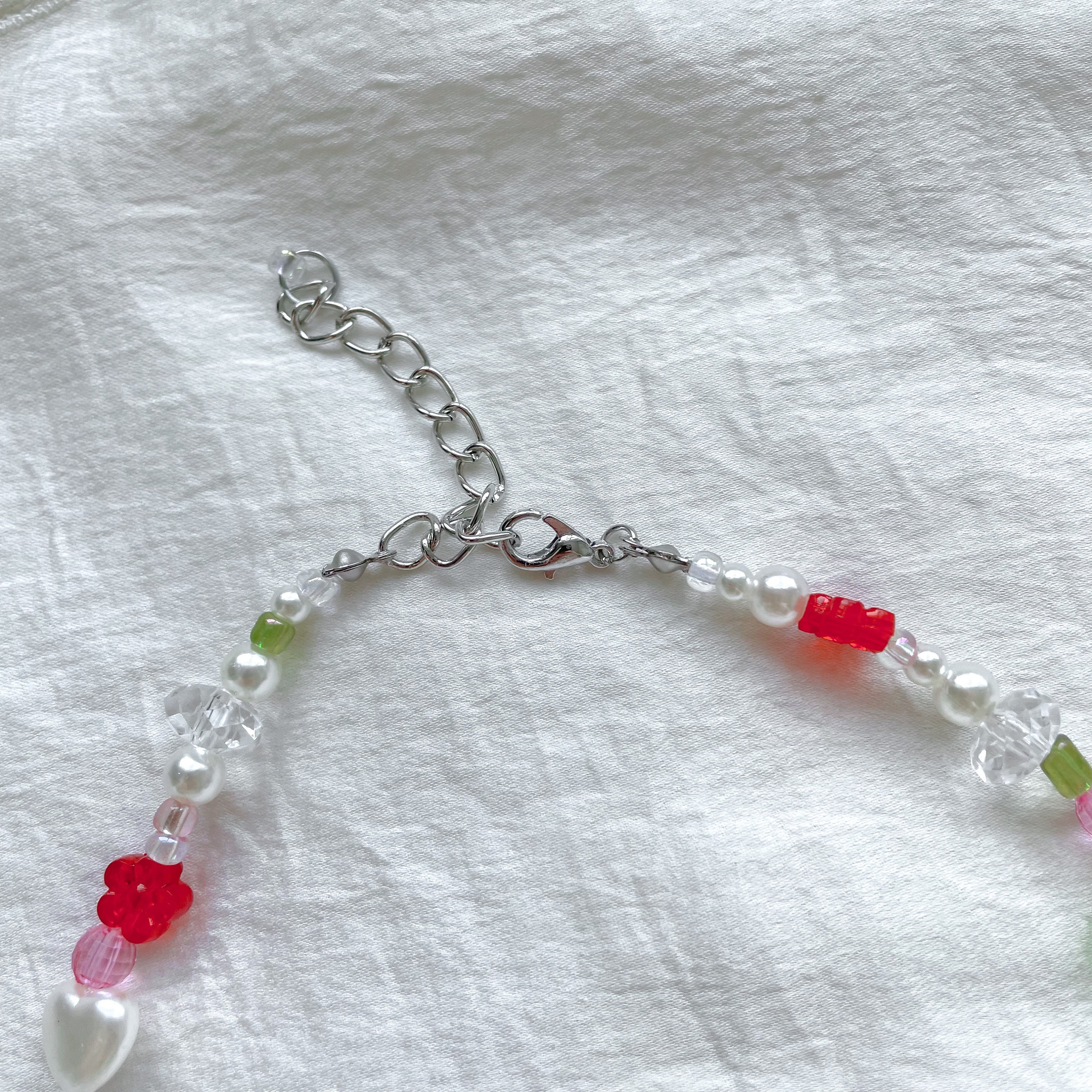 Boutique Jewelry | Brand New Chinese Style Coquette Glass Pearl Beaded Necklace with Strawberries | Color: Red/White | Size: Os | Doreenjin's Closet
