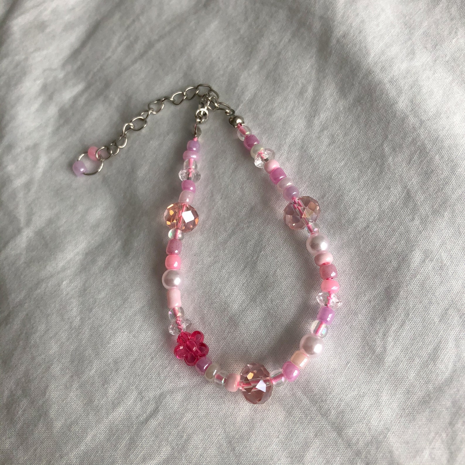 Beaded Bracelet Baby Pink Y2k Bracelet Hippie Jewelry | Etsy