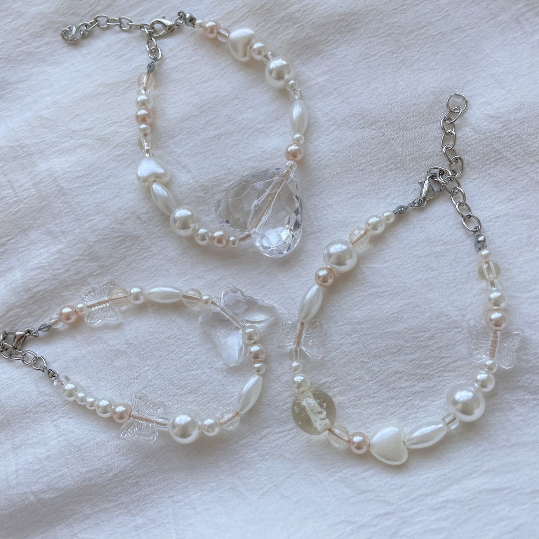 pulseira Heavenly, pulseira de pérolas, miçangas, aesthetic, softcore, coquette  beads