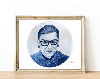 Ruth Bader Ginsburg Portret - RBG Print - RBG Schilderij - RBG Portret - Ruth Bader Ginsburg Print - 8x10 Print, 11x14 Print