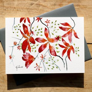 Watercolor Cards - Pretty Fall Leaves - 5x7 inch card