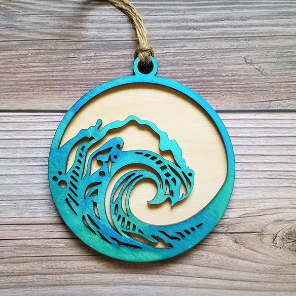 Wave Personalized Christmas Ornament - Custom Coastal Beach Ornaments - 2021 Holiday Gift Family, Boy, Girl, Mom, Dad, Grandparent, Baby