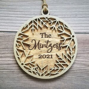 2021 Family Name Christmas Snowflake Ornament - Custom Ornaments - Personalized Holiday Gift - Wine Tag - Monogram