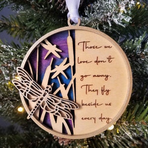 Dragonfly Memorial Personalized Ornament - Custom Christmas Ornaments - 2022 Holiday Gift - In Memory Of - Loss - Grief - Remembrance