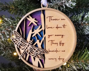 Dragonfly Memorial Personalized Ornament - Custom Christmas Ornaments - 2022 Holiday Gift - In Memory Of - Loss - Grief - Remembrance