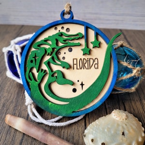 Alligator Personalized Christmas Ornament - Custom Florida Gator Ornaments - 2023 Holiday Decor - Crocodile - Gators - Swamp - Vacation