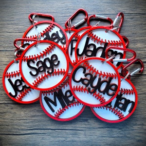 Baseball Taschenanhänger - Individueller Sport Schlüsselanhänger - Softball - Personalisierte Sport Schlüsselanhänger - Team Spirit Geschenk - Ball - Jersey - Trainer - Athlet