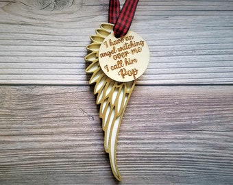 Angel Wing Memorial Ornament - Decoración navideña de recuerdo personalizado - Regalo personalizado para la pérdida - En memoria de - Muerte de un ser querido
