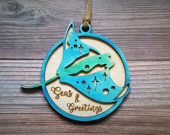 Stingray Personalized Christmas Ornament - Custom Coastal Beach Ornaments - 2021 Holiday Gift Family, Boy, Girl, Mom, Dad, Grandparent, Baby