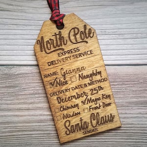 Personalisierte Weihnachtsmann Geschenkanhänger - Nordpol Express - Weihnachtsmann - Wiederverwendbare Andenken