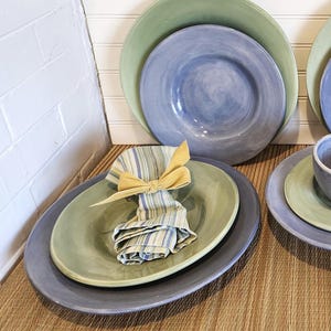 90's Pottery Barn Sausalito Slate Blue Large 12.25" Dinner Plates (barely used) - Multiple Available! - 1997 Edition