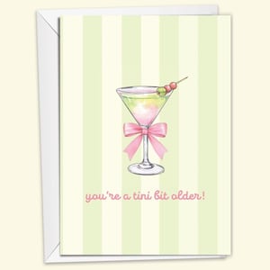 Lustige Geburtstagskarte Niedliche Geburtstagskarte Martini Alkohol Geburtstagskarte Tini Bit ältere Punny Geburtstagskarte für ihre Pastellkarte