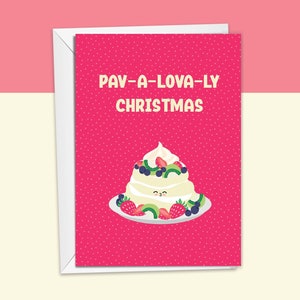 Lustige australische Weihnachtskarte Wortspiel-Weihnachtskarte Aussie-Gruß-Karte Pavlova-Weihnachtsgruß-Karte 100% recycelte handgemachte Weihnachtskarte