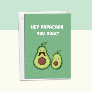 ¡Hola, Papacado, eres guacamole! / Tarjeta divertida y tierna para el Día del Padre para papá / Tarjeta de felicitación dibujada a mano 100 % reciclada / Chiste para papá / Tarjeta de cumpleaños para papá