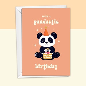 Passez un anniversaire pandastic | Carte d'anniversaire sur le thème du panda mignon | Jeu de mots sur les animaux | Carte d'anniversaire amusante