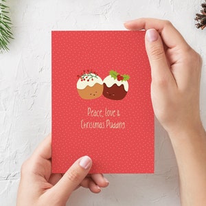 Paix, amour et pudding de Noël | Carte de Noël drôle et mignonne | Carte 100% recyclée