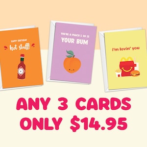 Greeting Card Bundle | Cute Handmade Pun Punny Cards | Choose any 3 greeting cards for only 14.95!