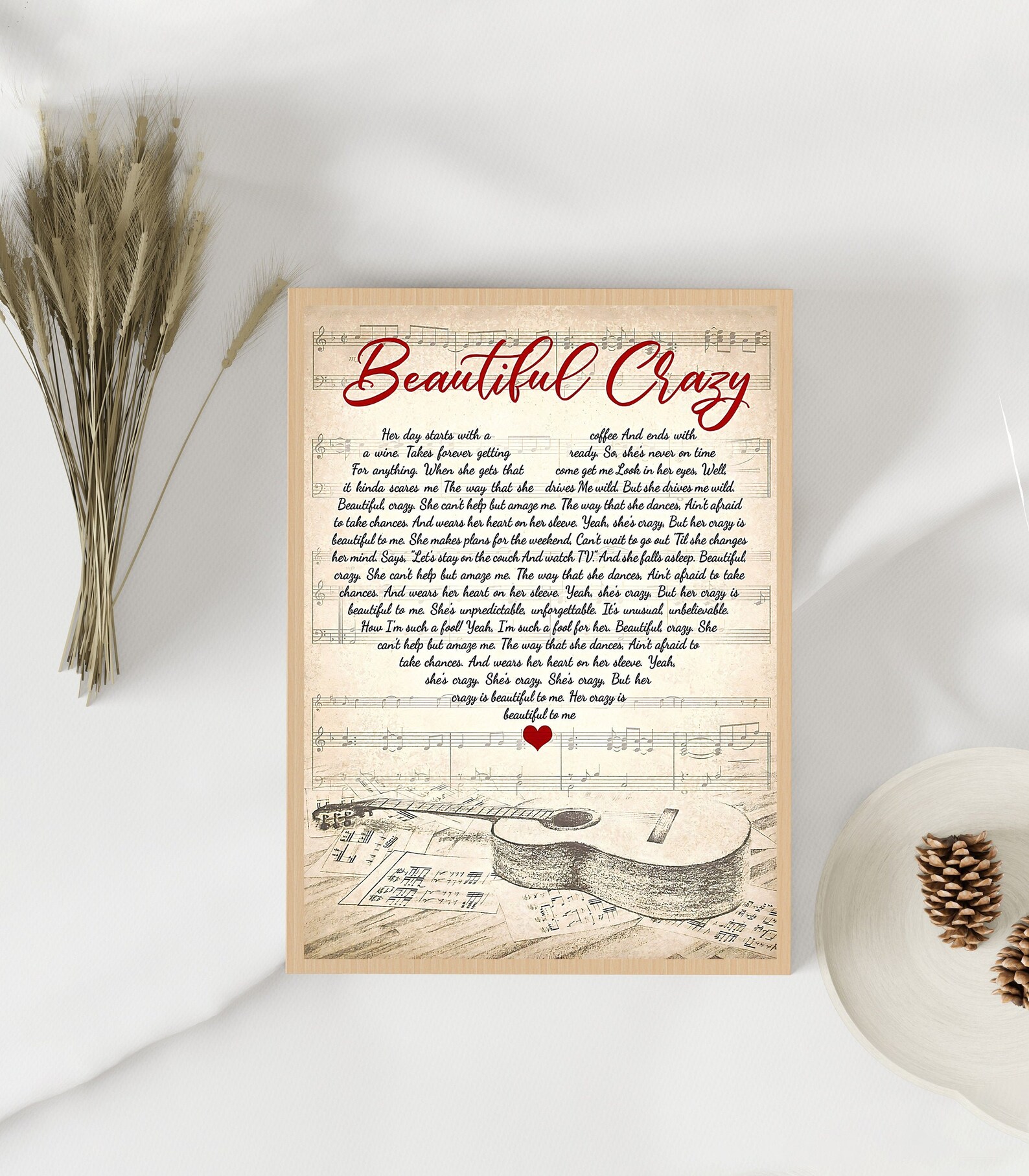 Beautiful Crazy Lyrics Poster Luke Combs Song Lyrics Poster | Etsy