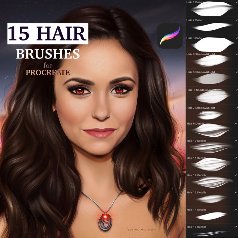 15 Hair Brushes for Procreate Hair Brushset Digital Etsy