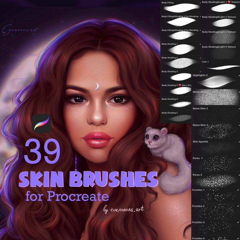 39 Skin Brushes for Procreate Digital Brushes Procreate Etsy UK