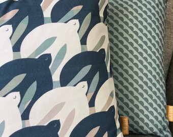 BIRDS IN FLIGHT Cushion- Bird printed cushion-feather filled inner pad-100% Cotton Panama - 45cmx 45cm-Premium quality- Modern- Bird print